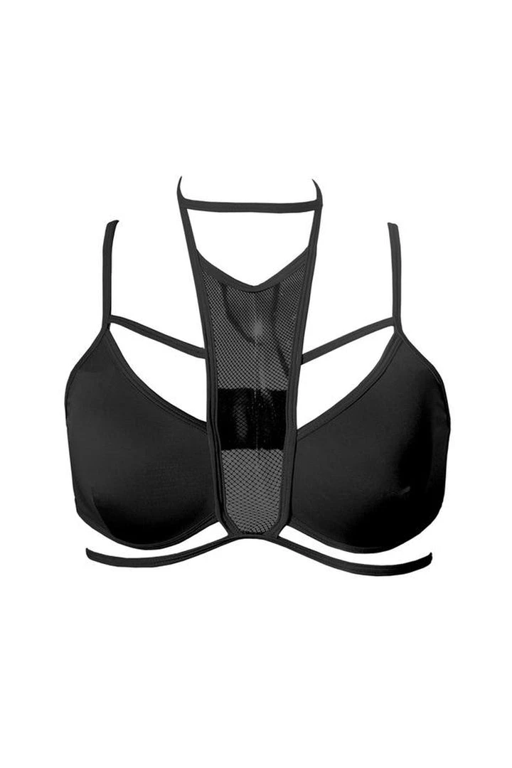 Hamade Activewear Strappy Halter Neck Top - Black