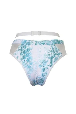 All Pole Wear Hamade Activewear Strappy High Waisted Bottoms - Aqua Snake