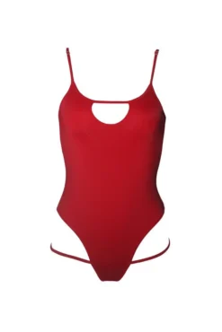 All Pole Wear Hamade Activewear Hollow Front Bodysuit - Red