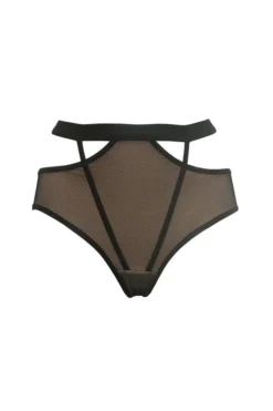 All Pole Wear Hamade Activewear Mesh Strappy High Waisted Bottoms - Black