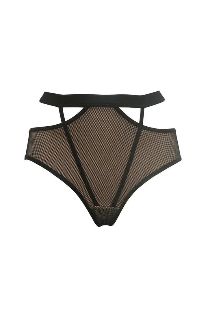 All Pole Wear Hamade Activewear Mesh Strappy High Waisted Bottoms - Black