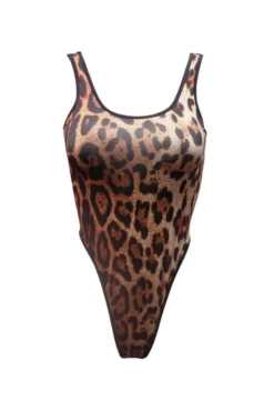 All Pole Wear Hamade Activewear Classic High-cut Bodysuit - Leopard