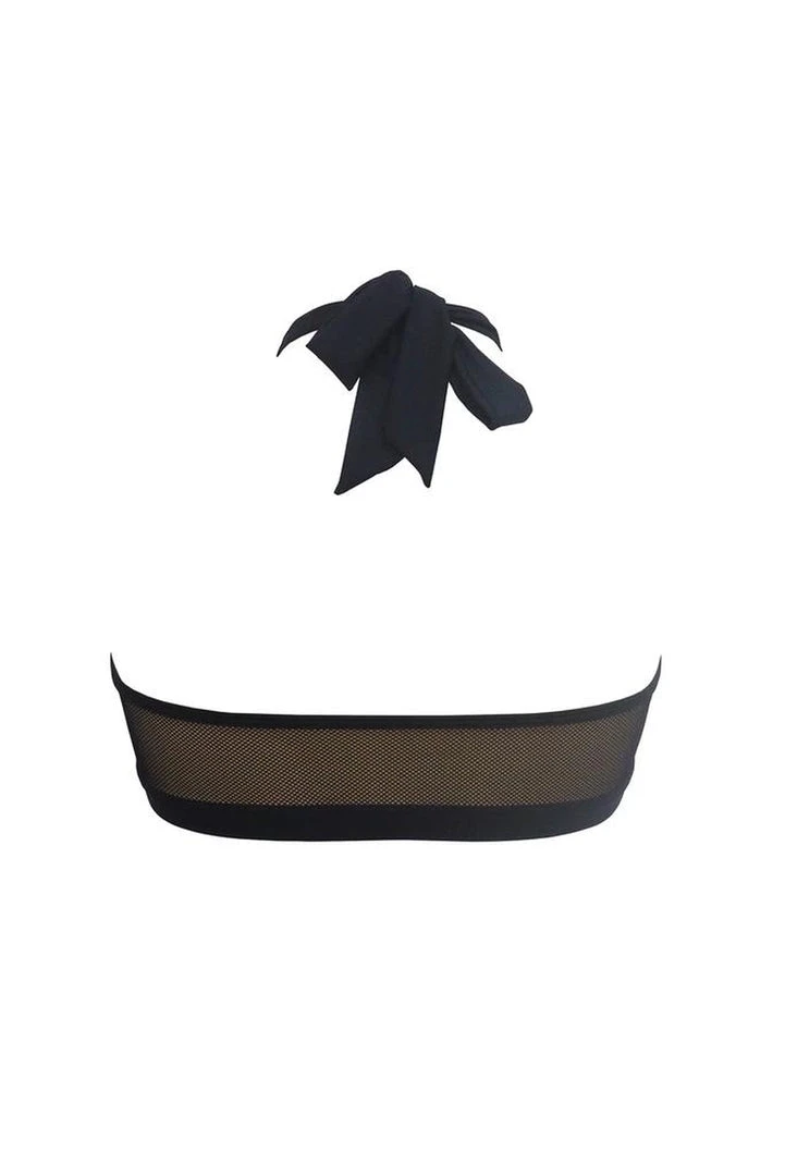 Hamade Activewear Mesh Halter Neck Top - Black