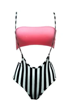 Hamade Activewear High Waisted Sling Bottoms - Black And White Striped