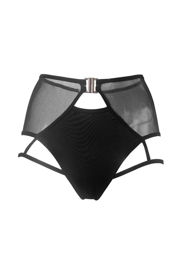 Hamade Activewear High Waisted Mesh Garter Bottoms - Black