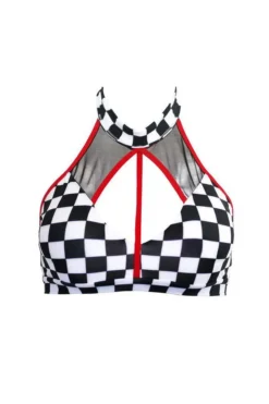 Hamade Activewear Halter Neck Top - Checkered Print All Pole Wear