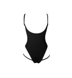 All Pole Wear Hamade Activewear Hollow Front Bodysuit - Black