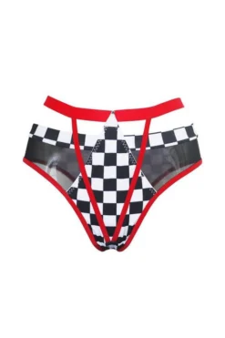 All Pole Wear Hamade Activewear Strappy High Waisted Bottoms - Checkered Print