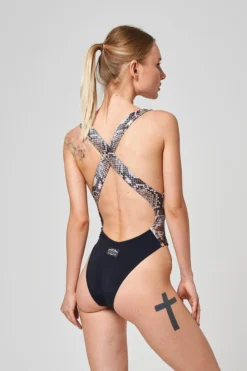 All Pole Wear Shark Polewear Benita Bodysuit - Snake/Black