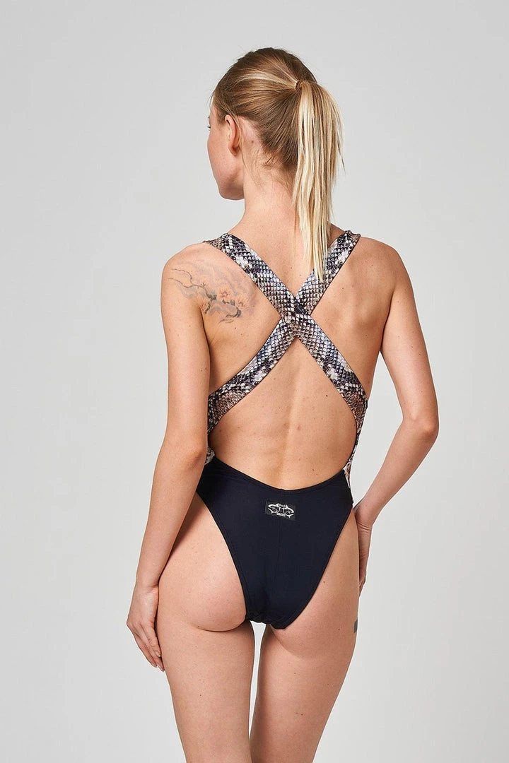All Pole Wear Shark Polewear Benita Bodysuit - Snake/Black