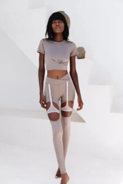 Creatures Of XIX Confession Garter Leggings - Bronzed