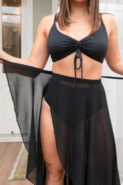 Lunalae High Waist Wrap Dance Skirt - Black