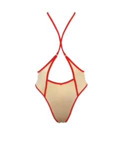 All Pole Wear Hamade Activewear High Waisted Sling Bottoms - Sand/Red