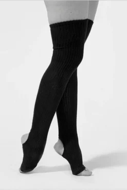 Rolling Cotton Original Thigh High Leg Warmers With Stirrups - Black Accessories