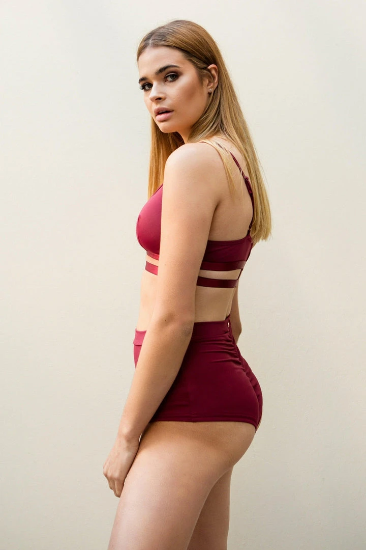 Lunalae High Waist Shorts - Wine