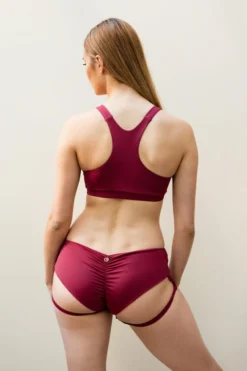 Lunalae Lure You Low-Rise Garter Shorts - Wine All Pole Wear