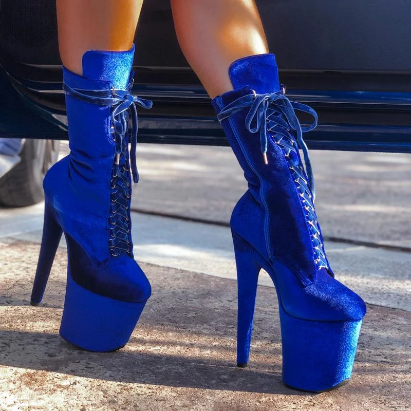 Hella Heels BabyDoll Velvet 8inch Boots - King Pin