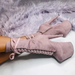 Shoes Hella Heels High BabyDoll 8inch Boots - Lilac Mink