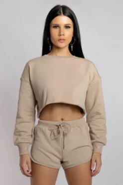 Creatures Of XIX Oversized Cropped Jumper - Fawn