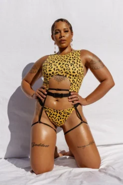 Tops Creatures Of XIX Buckle Up Garter Top - Yellow Leopard