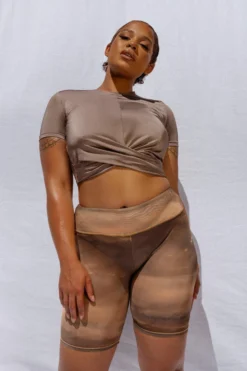 All Pole Wear Creatures Of XIX Heavenly Mesh Biker Shorts - Desert Skies