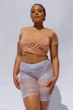 All Pole Wear Creatures Of XIX Heavenly Mesh Biker Shorts - Summer Skies