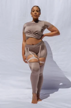 Creatures Of XIX Confession Garter Leggings - Bronzed