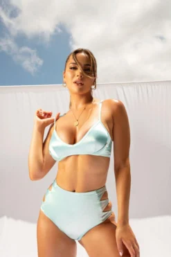 Creatures Of XIX Aphrodite Bralette - Baby Blue Satin All Pole Wear