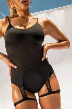 All Pole Wear Creatures Of XIX Heavenly Mama Garter Bodysuit - Onyx