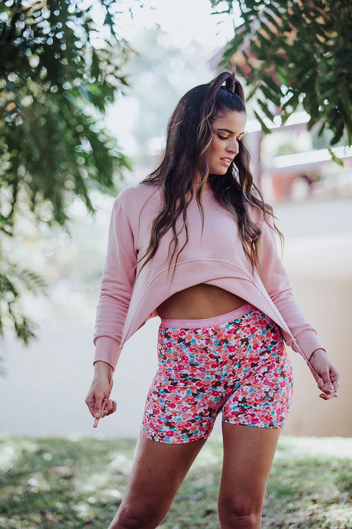 Rolling Garter Sweatshirt - Rosé