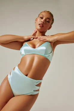 Creatures Of XIX Aphrodite Bralette - Baby Blue Satin All Pole Wear