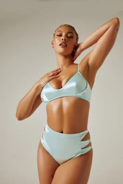 Creatures Of XIX Aphrodite Bralette - Baby Blue Satin All Pole Wear