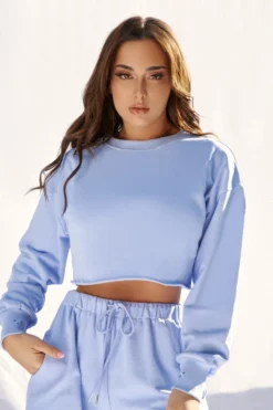 Creatures Of XIX Oversized Cropped Jumper - Powder Blue Plus Size Pole Wear
