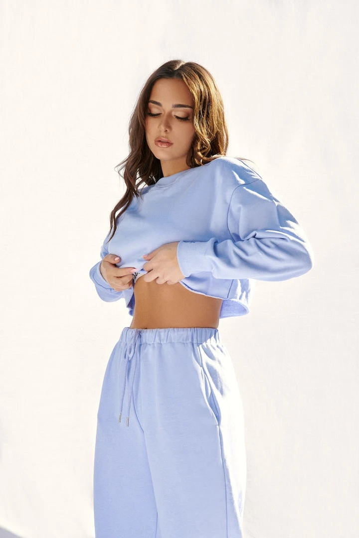 Creatures Of XIX Oversized Cropped Jumper - Powder Blue Plus Size Pole Wear