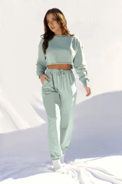 Creatures Of XIX Oversized Cropped Jumper - Sage
