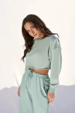 Creatures Of XIX Oversized Cropped Jumper - Sage