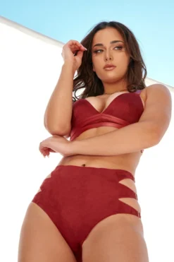 Creatures Of XIX Aphrodite Triangle Top - Maroon Suede All Pole Wear