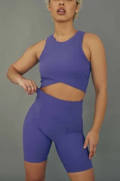 All Pole Wear Creatures Of XIX Move It Ribbed Corset Biker Shorts - Violet Dusk