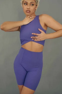 All Pole Wear Creatures Of XIX Move It Ribbed Corset Biker Shorts - Violet Dusk