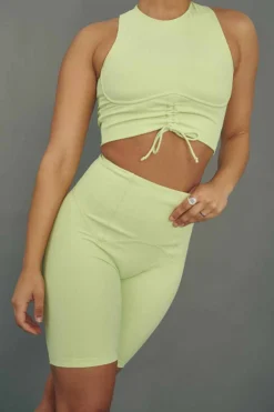 Creatures Of XIX Move It Ribbed Corset Crop - Appletini All Pole Wear