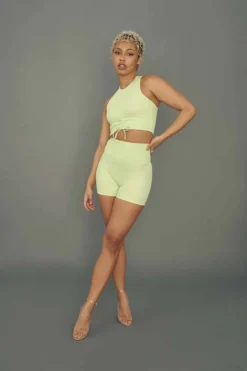 Creatures Of XIX Move It Ribbed Corset Crop - Appletini All Pole Wear