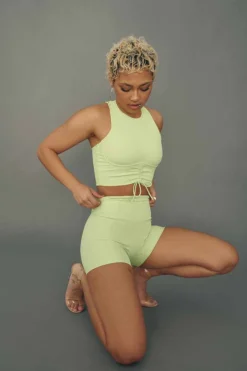 Creatures Of XIX Move It Ribbed Corset Crop - Appletini All Pole Wear