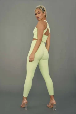 All Pole Wear Creatures Of XIX Move It Ribbed Corset Leggings - Appletini