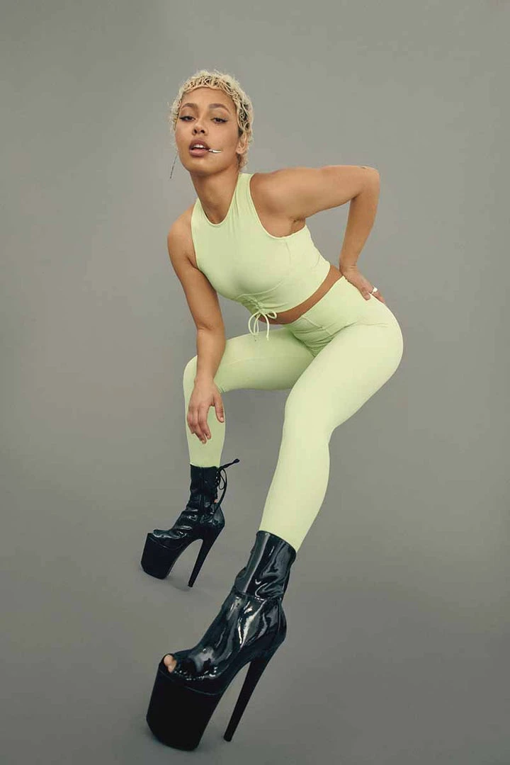 All Pole Wear Creatures Of XIX Move It Ribbed Corset Leggings - Appletini