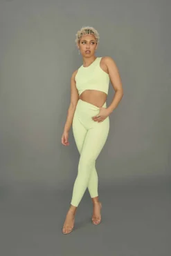 All Pole Wear Creatures Of XIX Move It Ribbed Corset Leggings - Appletini