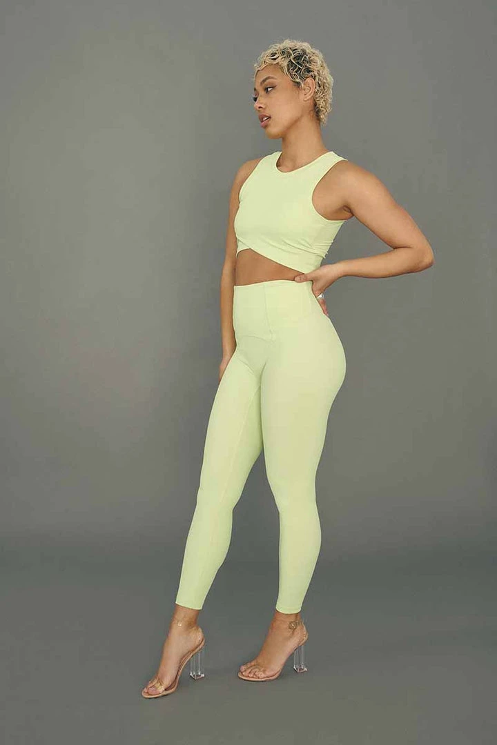 All Pole Wear Creatures Of XIX Move It Ribbed Corset Leggings - Appletini