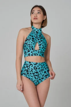 Shark Polewear High Waist Shorts - Blue Leopard All Pole Wear