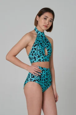 Shark Polewear High Waist Shorts - Blue Leopard All Pole Wear