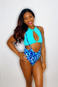 Hamade Activewear High Waisted Sling Bottoms - Blue Leopard All Pole Wear