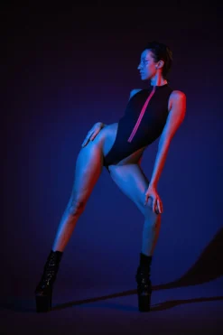 Rolling Electric Bodysuit - Black/Neon Pink All Pole Wear